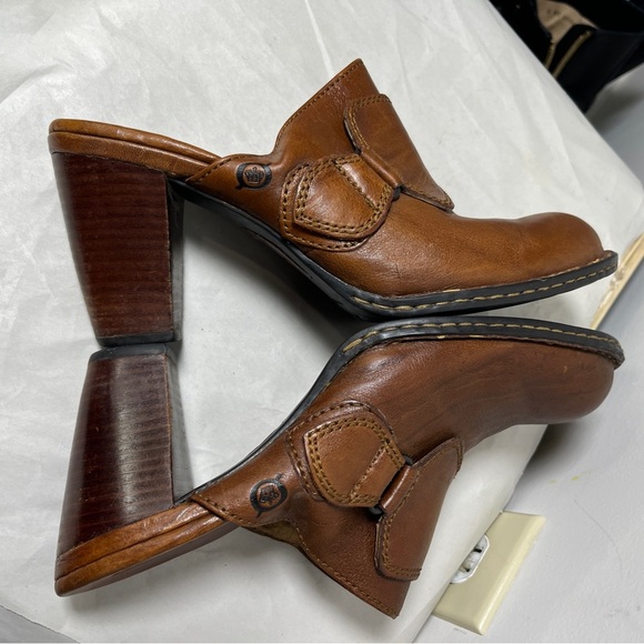 Born Leather Clog Mule Stacked Heels Sz 9  Boho Bohemian, Retro, Americana - Picture 4 of 12